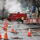 Emergency workers in New York City after a water main break flooded streets on January 13, 2020.